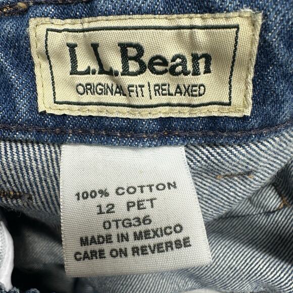 L L Bean Original Fit Jeans Relaxed Womens 12P Petite Blue Elastic Waist Y2K - Picture 2 of 12